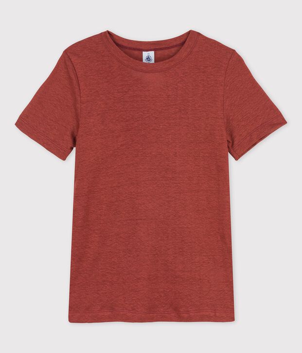 T-shirt voor dames in linnen, L'ICONIQUE bruin