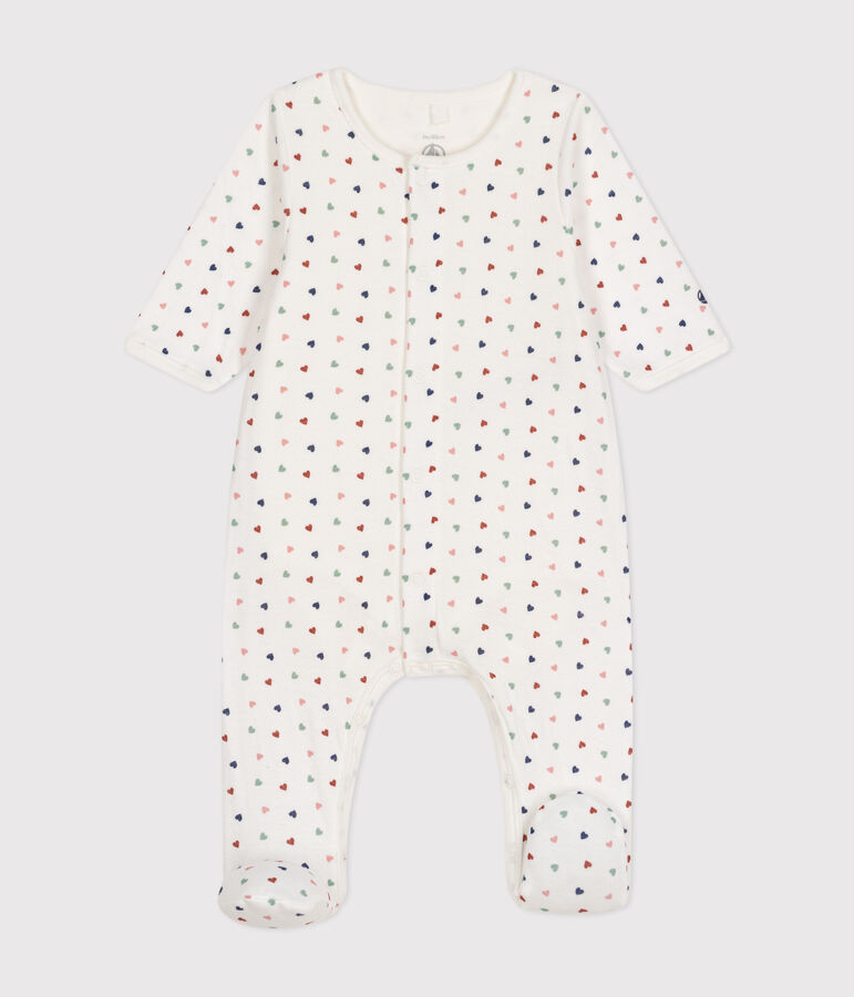 Bodyjama van tubic met kleine hartjes voor baby's wit/multicouleur