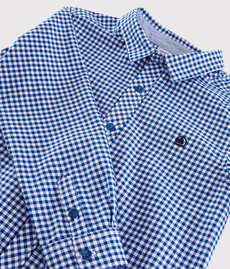 Popeline overhemd met lange mouwen voor jongens wit MARSHMALLOW/wit MULTICO