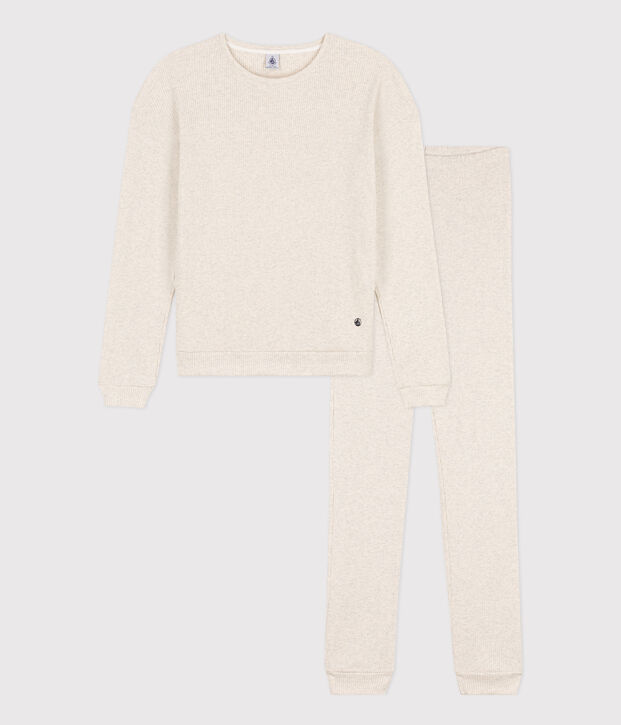 Pyjama femme en coton beige