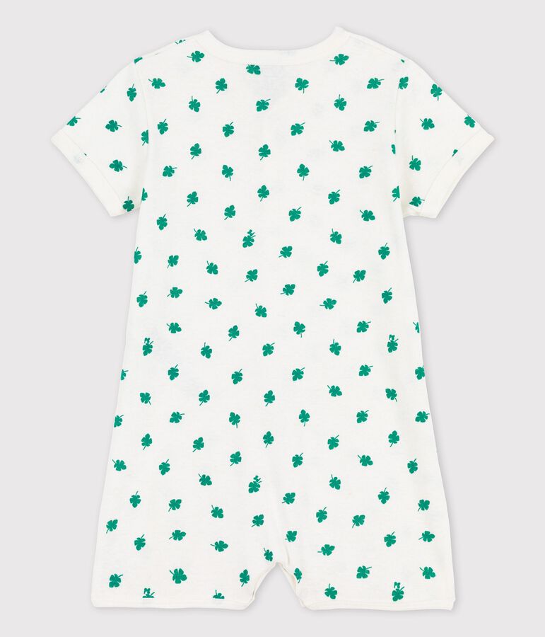 Korte babypakje met plantenprint van katoen en linnen wit/groen