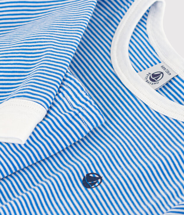 Gestreepte katoenen pyjama voor kinderen blauw/wit