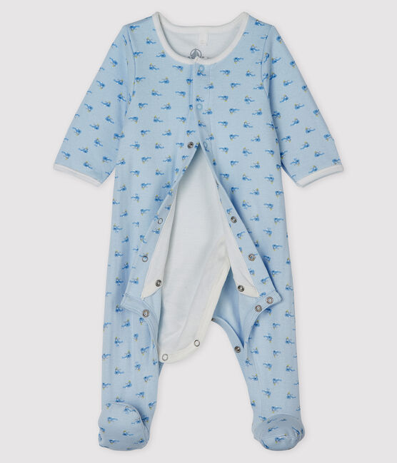Bodypyjama voor babys van tubic blauw FRAICHEUR/wit MULTICO
