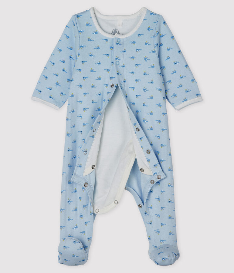 Bodyjama b&eacute;b&eacute; en tubique bleu FRAICHEUR/blanc MULTICO