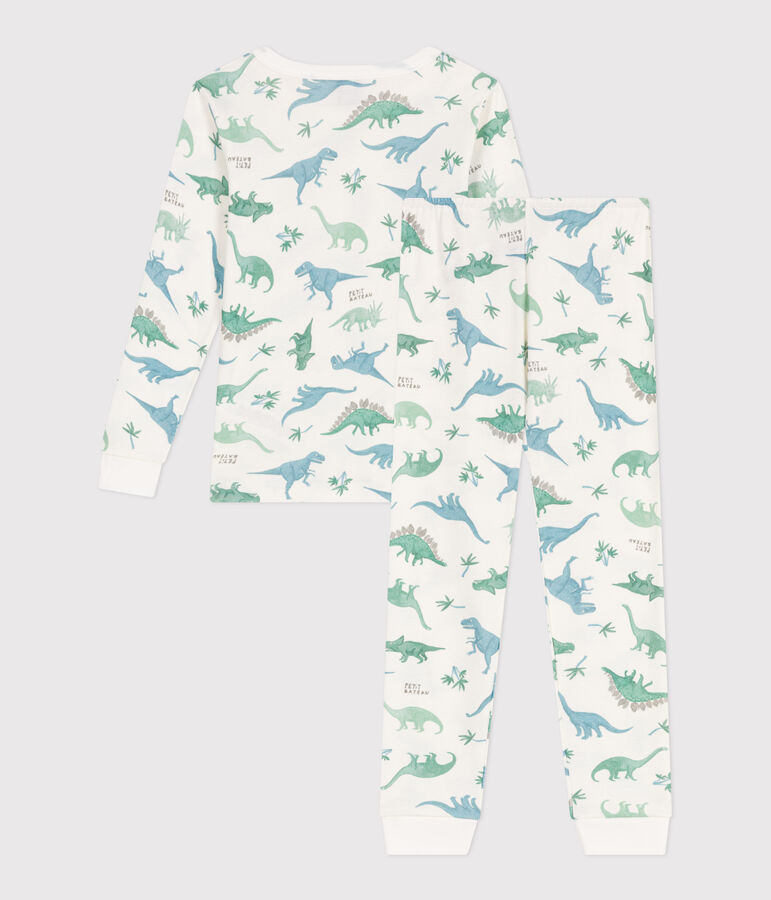 Pyjama tr&egrave;s ajust&eacute; enfant en coton imprim&eacute; blanc/multicouleur