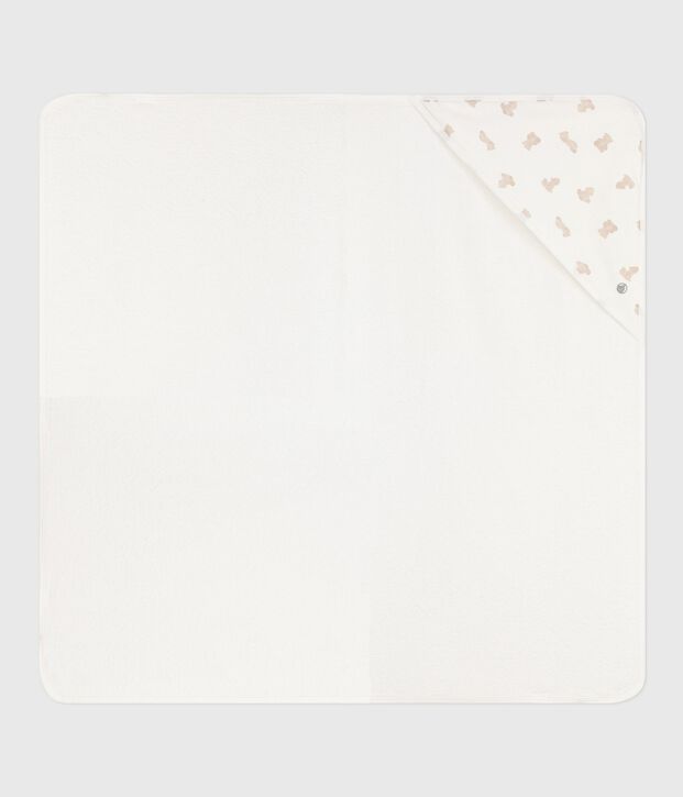Carr&eacute; de bain b&eacute;b&eacute; en coton blanc/BRUN