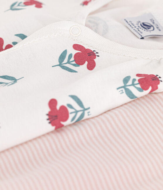 Set met 2 korte playsuits met bloemen van katoen voor baby's variante 1