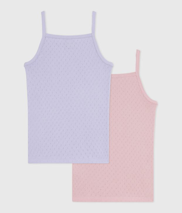 Lot de chemises &agrave; bretelles enfant en coton ajour&eacute; multicouleur