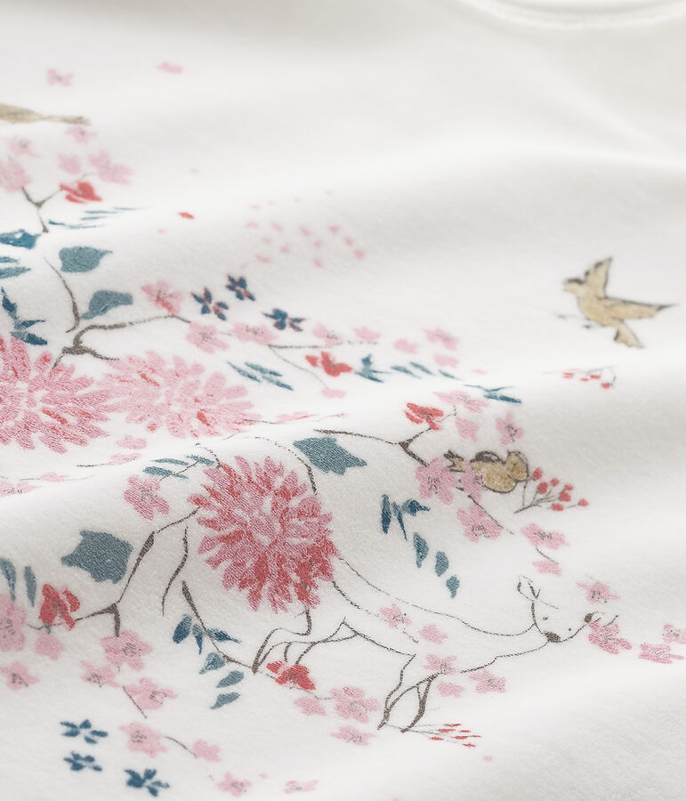 Meisjespyjama in boucl&eacute;fluweel met motief wit/geel