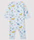 Blauw slaappakje van ribstof met dierenprint voor baby jongen