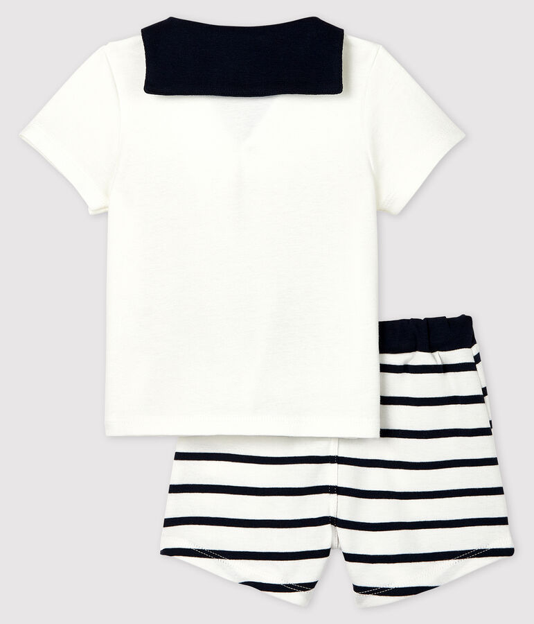 Ensemble 2 pi&egrave;ces b&eacute;b&eacute; gar&ccedil;on blanc/bleu