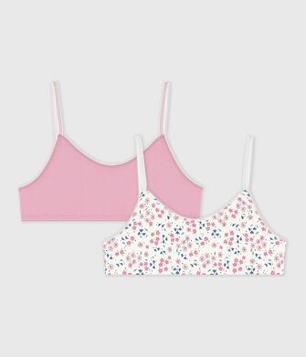 Lot de brassi&egrave;res enfant en coton imprim&eacute; fleuri