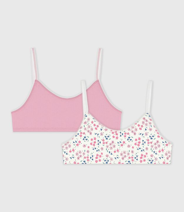 Lot de brassi&egrave;res enfant en coton imprim&eacute; fleuri multicouleur