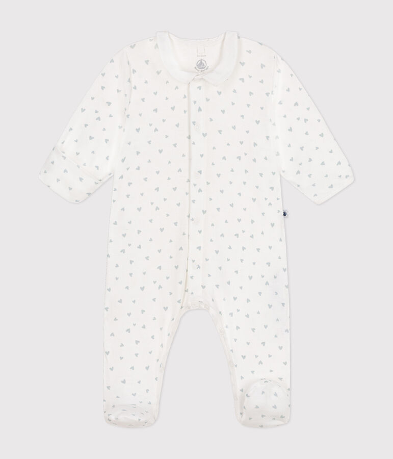 Pyjama imprim&eacute; en coton b&eacute;b&eacute; blanc/bleu