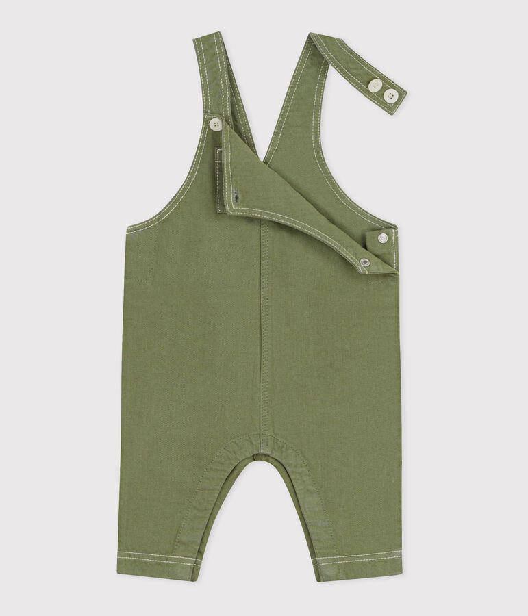 Lange babysalopette van gekleurde denim groen OLIVINE
