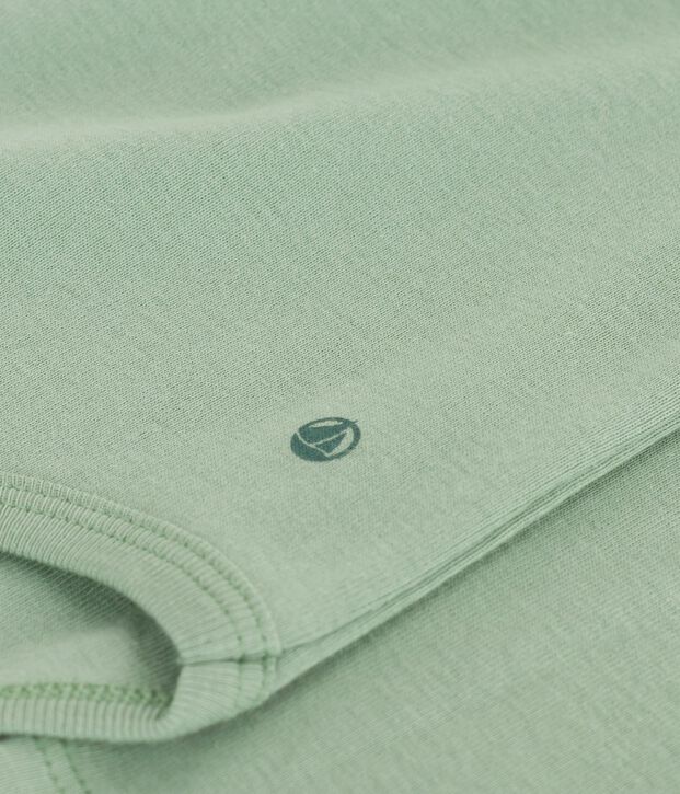 Effen katoenen babyrompertje met rolkraag groen