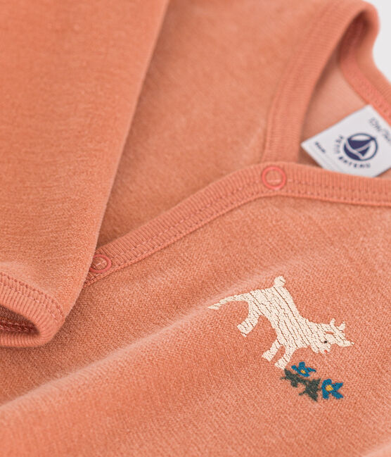 Babypyjama van velours roze SIENNA