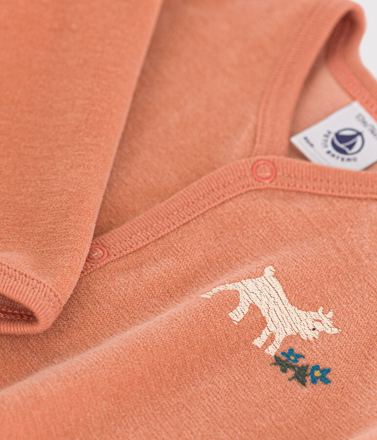 Pyjama b&eacute;b&eacute; en velours rose