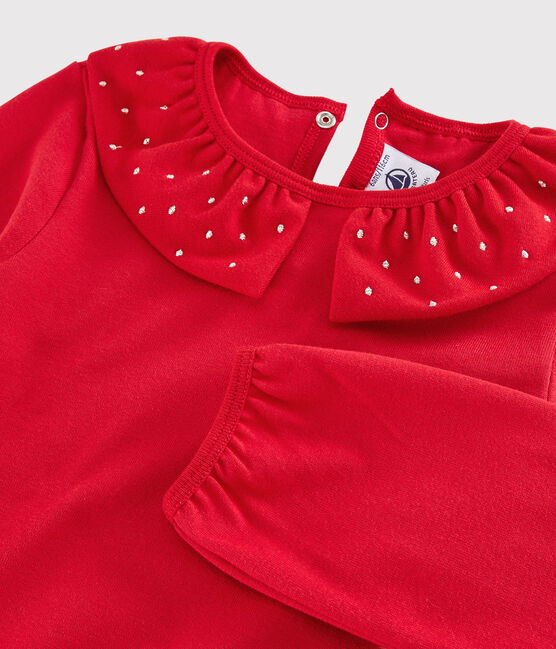 Tee-shirt manches longues enfant fille rouge TERKUIT