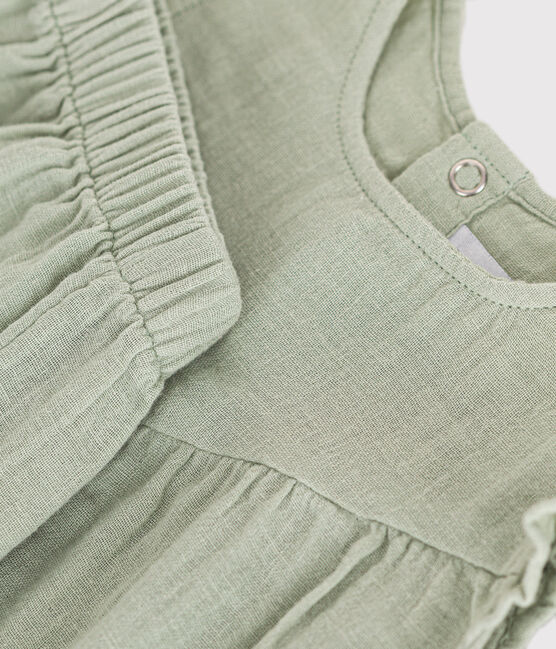 Ensemble blouse et short en gaze de coton bébé vert HERBIER