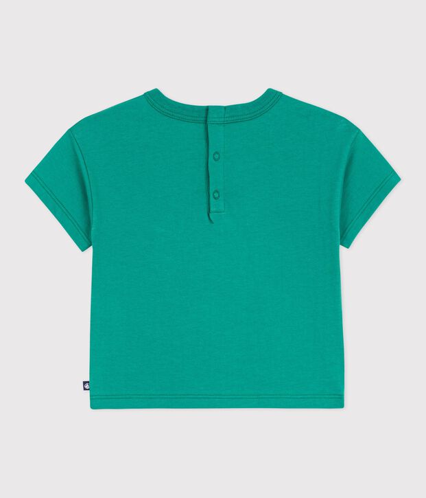 Katoenen baby-T-shirt met korte mouwen en meeuwmotiefje groen