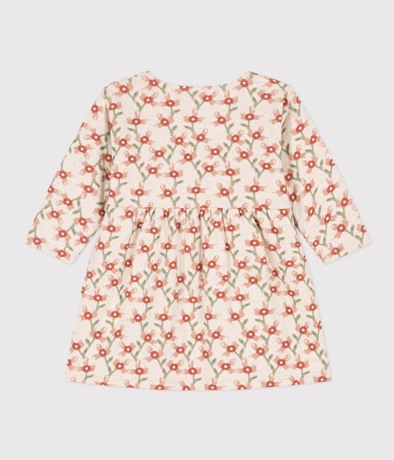 Jurk met lange mouwen in doorgestikte tubic met print voor baby's wit AVALANCHE/ MULTICO