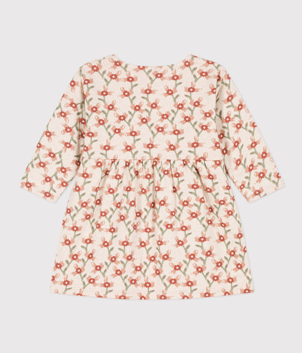 Robe manches longues en tubique matelass&eacute; imprim&eacute; b&eacute;b&eacute; &eacute;cru/multicouleur