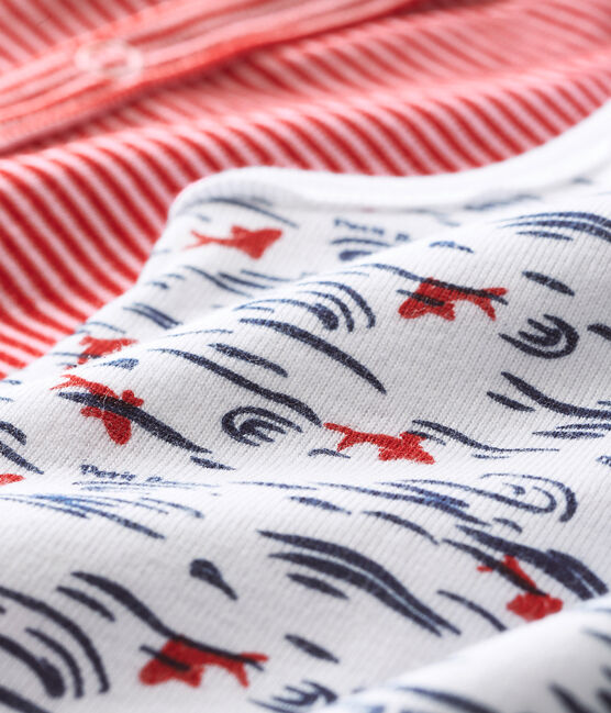 Set van twee korte pakjes voor babyjongens wit .