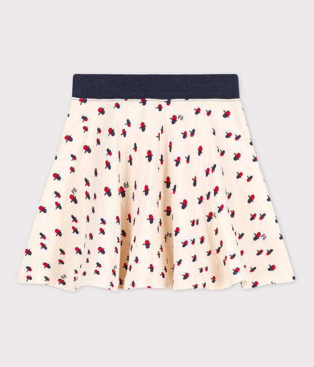 Meisjesrok in tubic met print ecru/multicouleur
