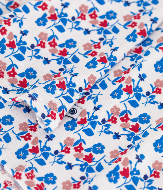Kindernachthemd van katoen en lyocell met bloemenprint wit MARSHMALLOW/wit MULTICO