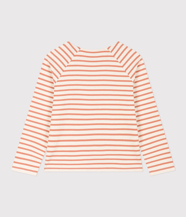 Katoenen marinetruitje met knoopsluiting voor dames ecru/roze