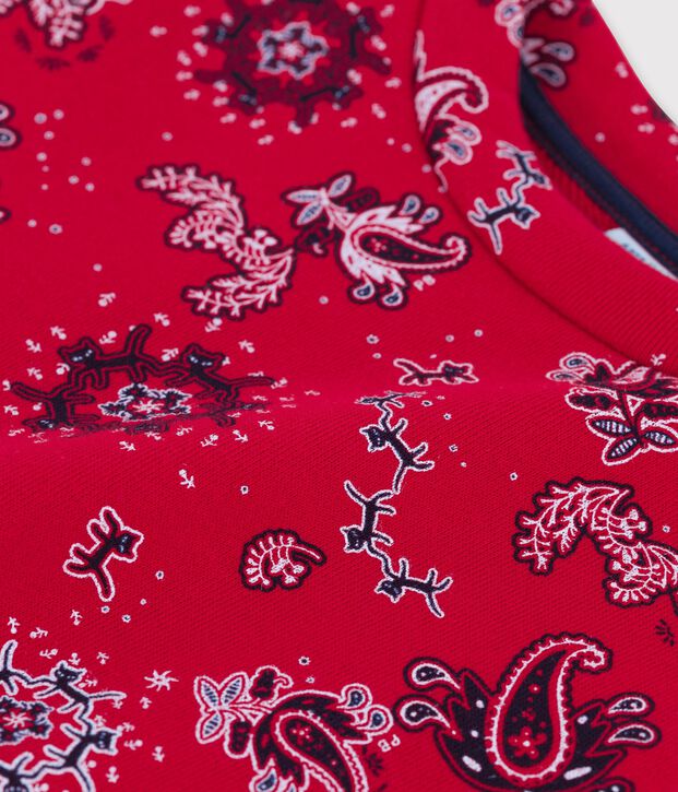 Sweater in molton voor meisjes rood/multicouleur