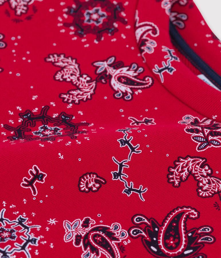 Sweatshirt en molleton enfant fille rouge TERKUIT/blanc MULTICO