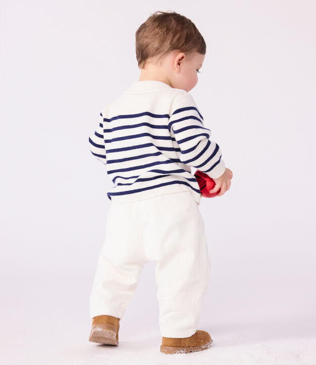 Babytrui van wol en katoen met marinestrepen blauw/blauw