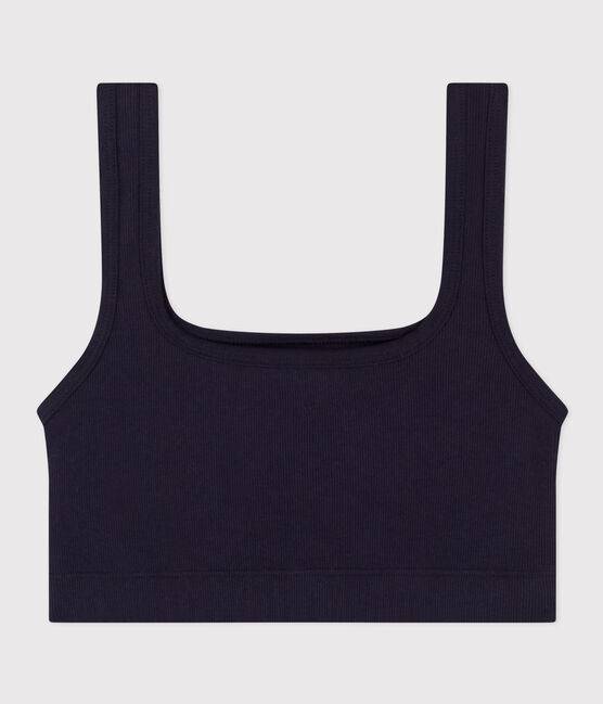 Brassière unie en coton et élasthanne femme bleu SMOKING