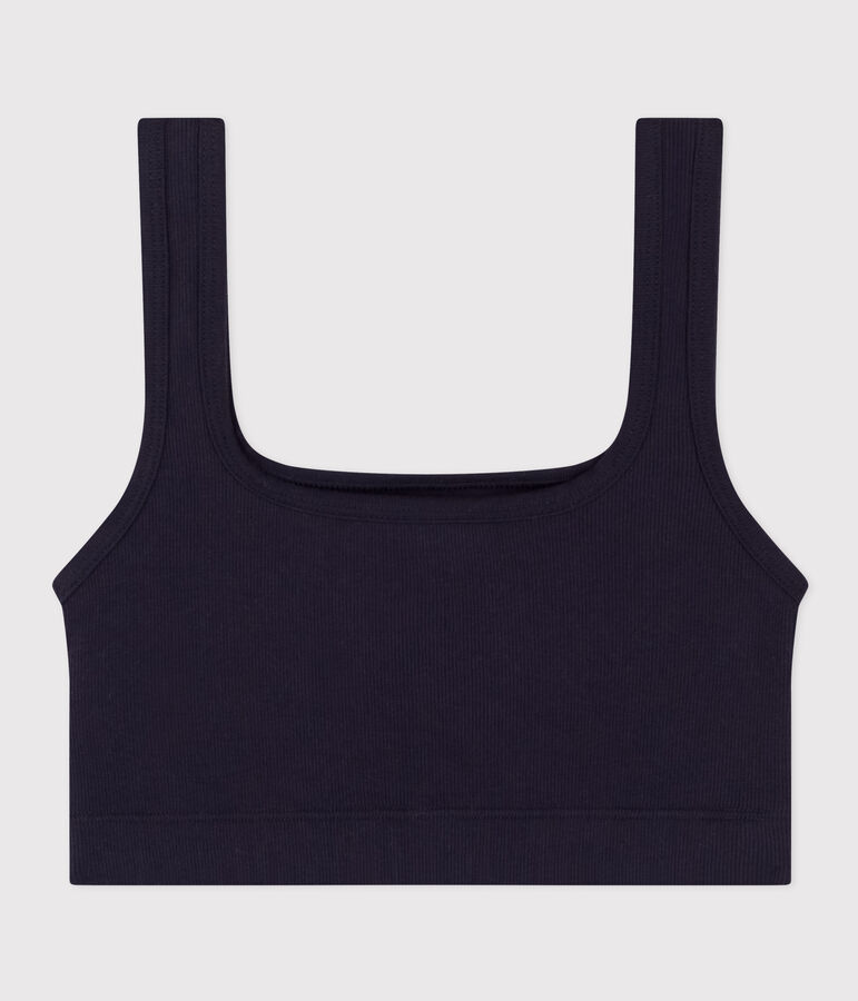 Brassi&egrave;re unie en coton et &eacute;lasthanne femme bleu