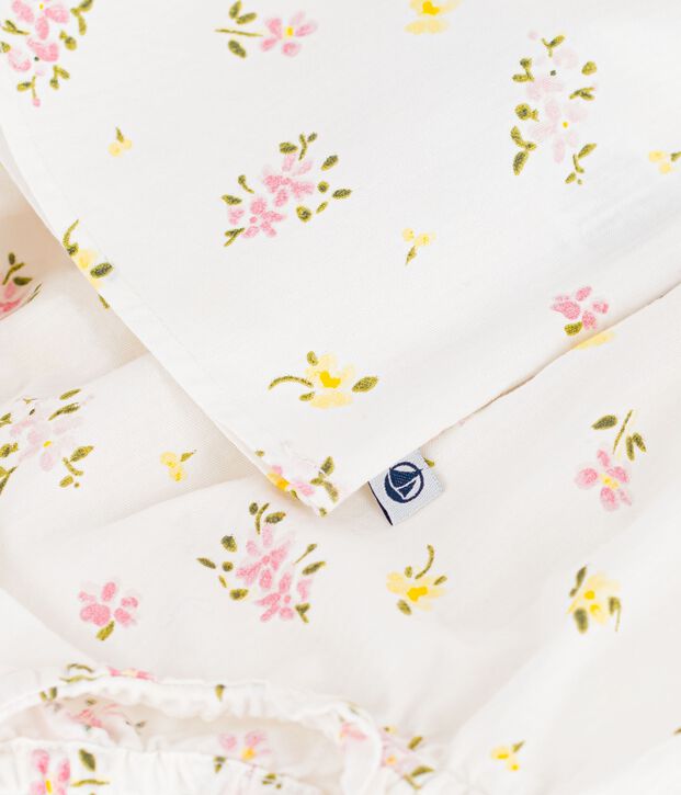 Ensemble 2 pi&egrave;ces b&eacute;b&eacute; en coton, blouse et bloomer imprim&eacute;s fleurs blanc/multicouleur
