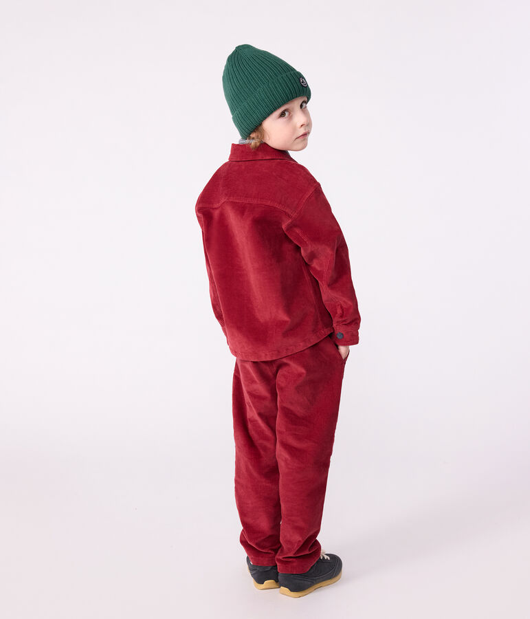 Chemise enfant en velours unie rouge