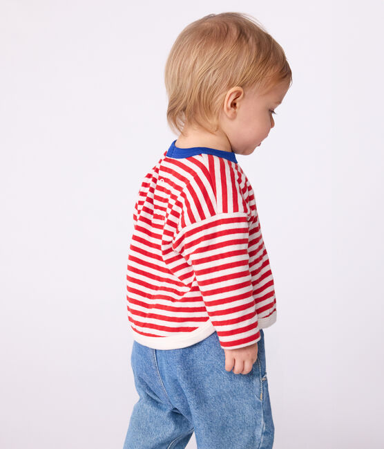 Gestreept T-shirt met lange mouwen in katoen voor baby's rood POMPEI/ MILK