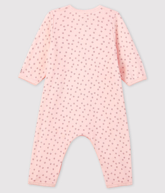 Romperpyjama zonder voetjes met sterretjes van biologisch katoen, voor babymeisjes roze FLEUR/grijs CONCRETE