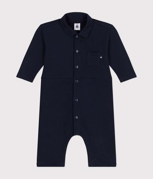 Combinaison longue en molleton b&eacute;b&eacute; bleu marine