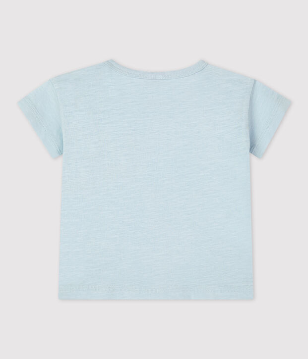 Effen T-shirt met korte mouwen in jerseystof voor baby's blauw