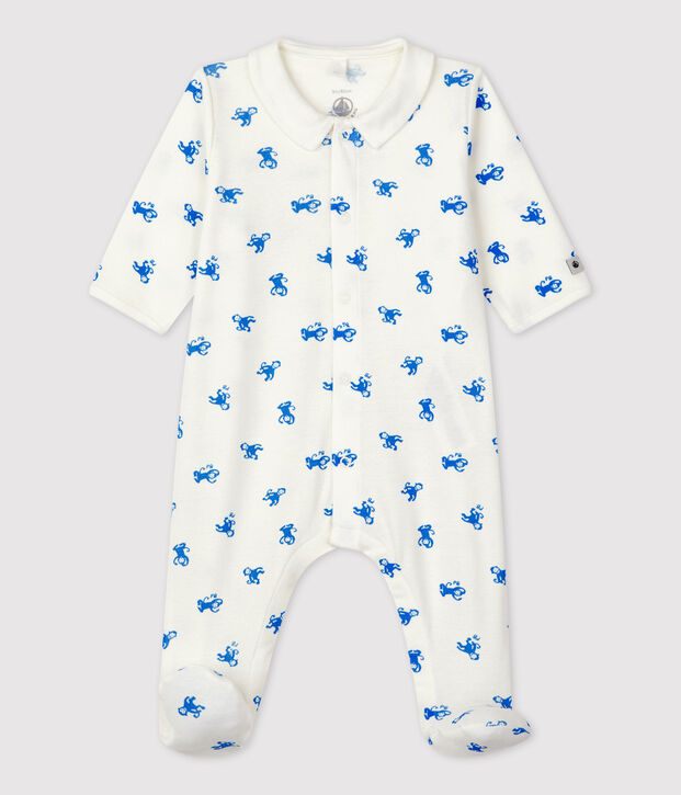 Dors-bien b&eacute;b&eacute; en coton biologique blanc/bleu