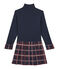 Robe col roulé bi-matière enfant fille bleu SMOKING/blanc MULTICO