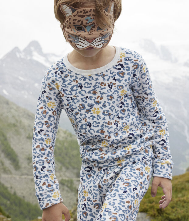 Pyjama als verkleding met masker voor meisje/jongen wit/multicouleur