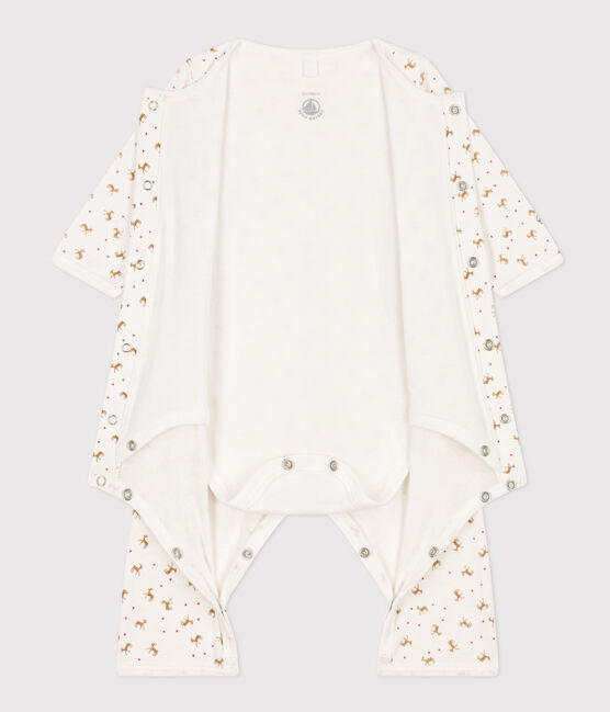 Katoenen bodypyjama zonder voetjes rood MARSHMALLOW/wit HARISSA