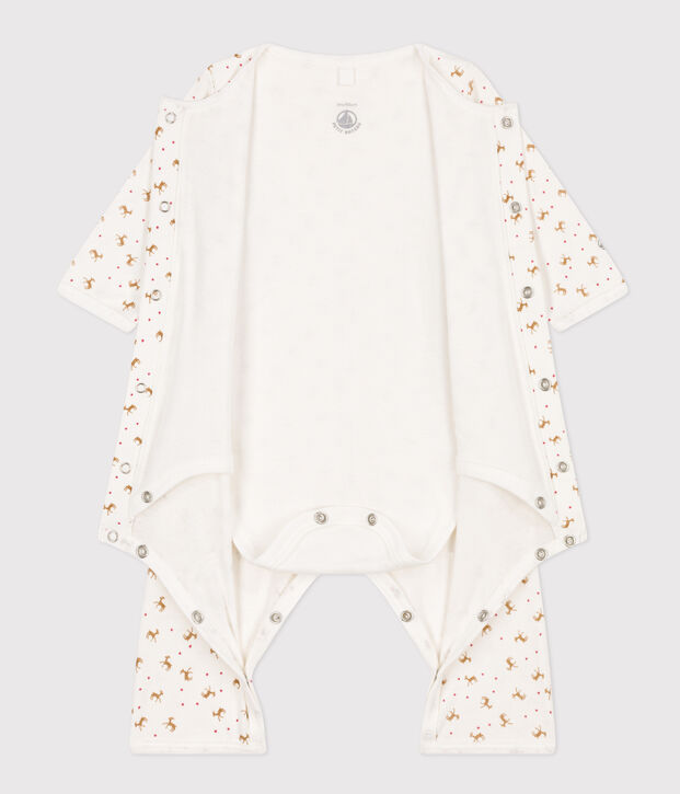 Katoenen bodypyjama zonder voetjes wit/rood