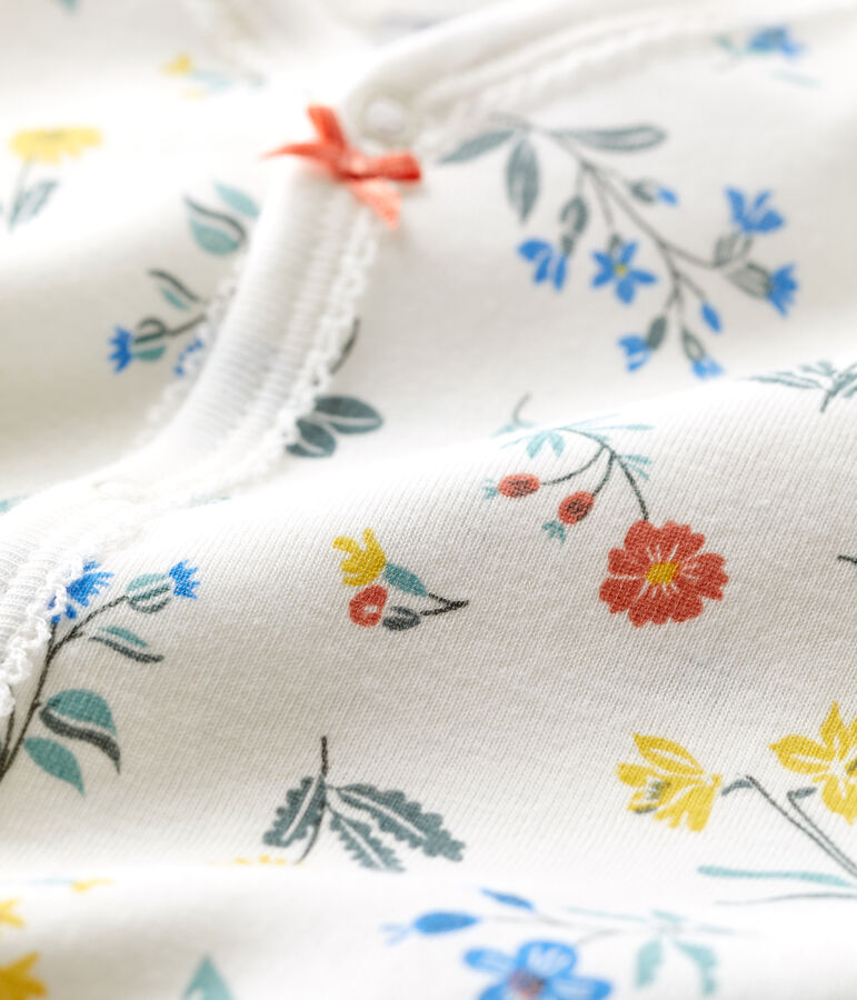Katoenen slaappakje met bloemenprint voor baby's wit/multicouleur