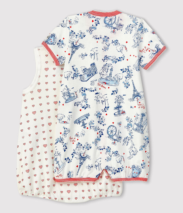 Twee babypakjes van ribstof voor meisjes multicouleur