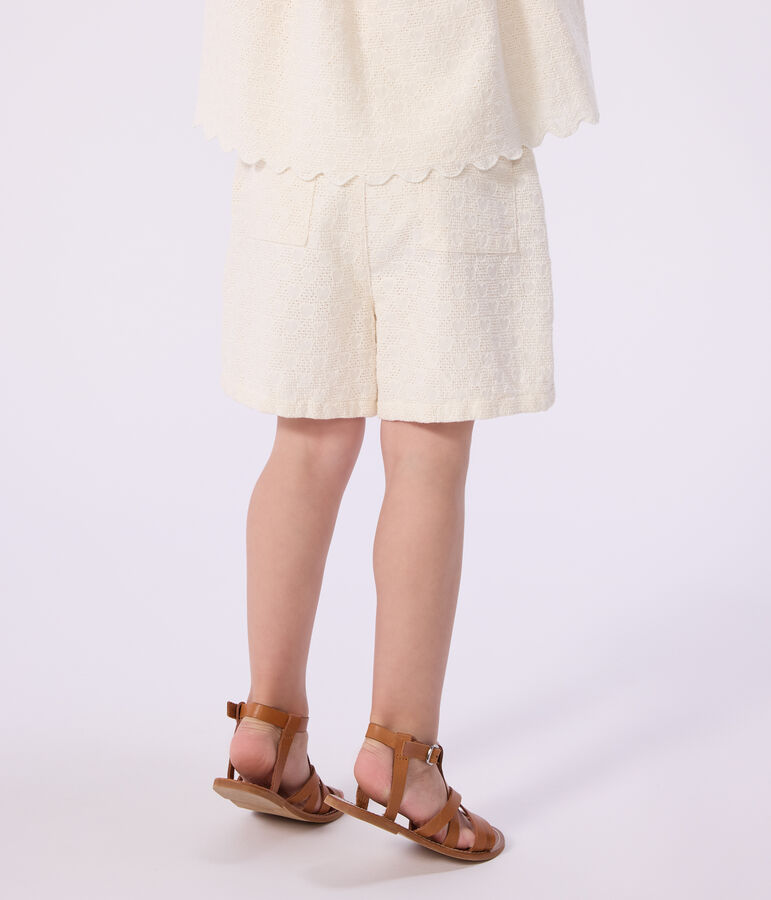 Short enfant en coton motifs c&oelig;urs blanc MARSHMALLOW